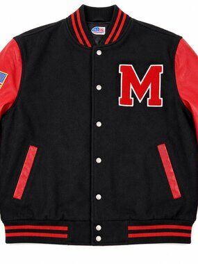 US Marines Mens XXL Black Red Suede JWM Varsity Style Jacket Wool Leather EUC